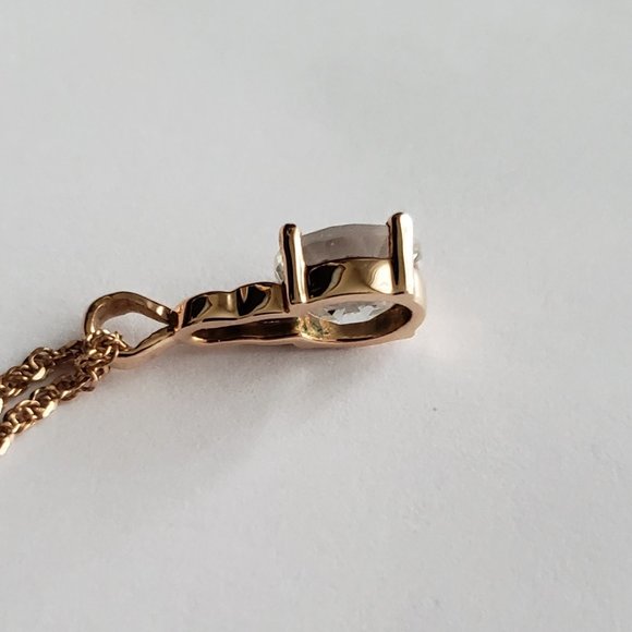**SOLD**14K Solid Rose Gold Chain---w/W. Topaz (CZ?)Pendant - Picture 5 of 10